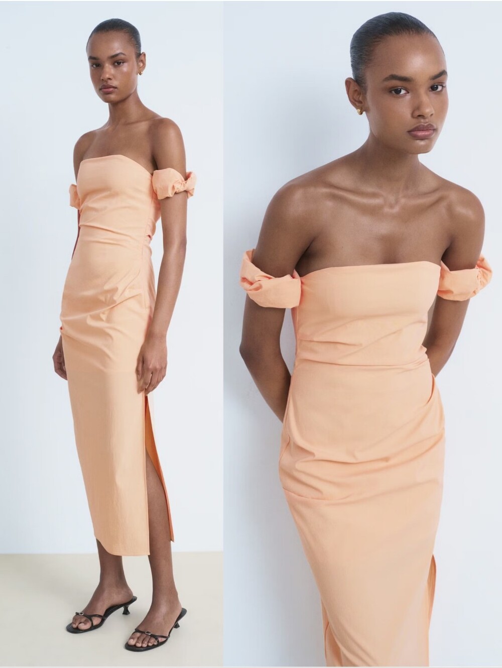 MANGO Strapless Midi Dress